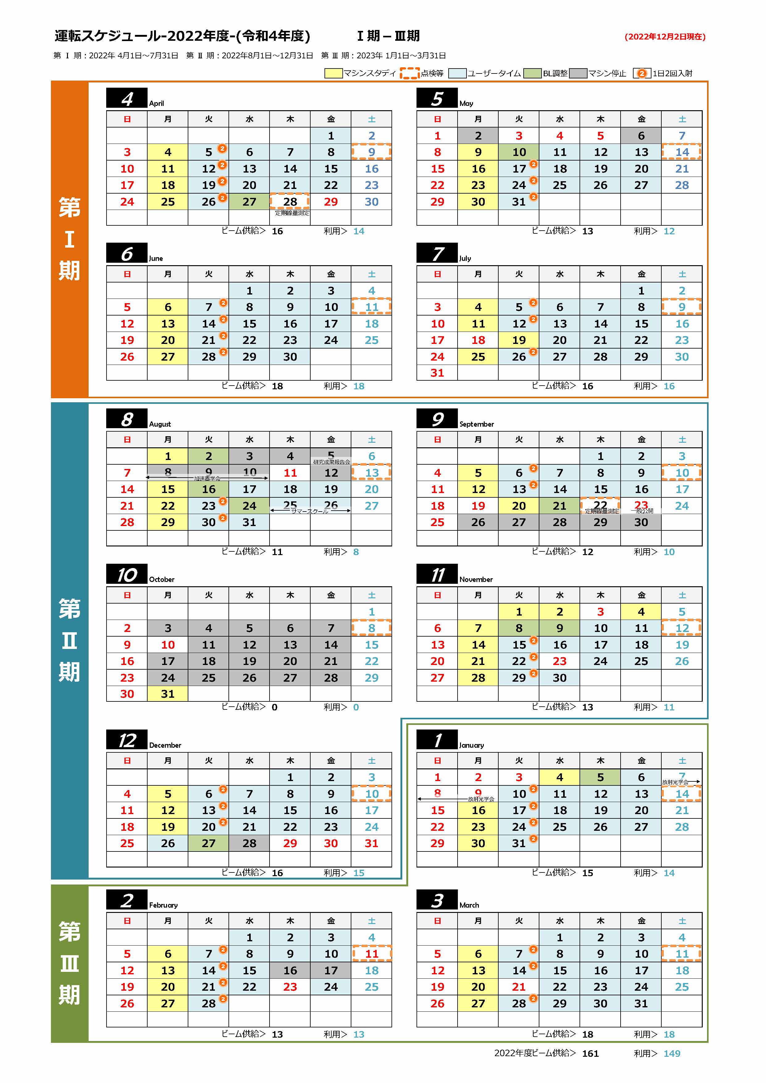 2022年度年間スケジュールカレンダー